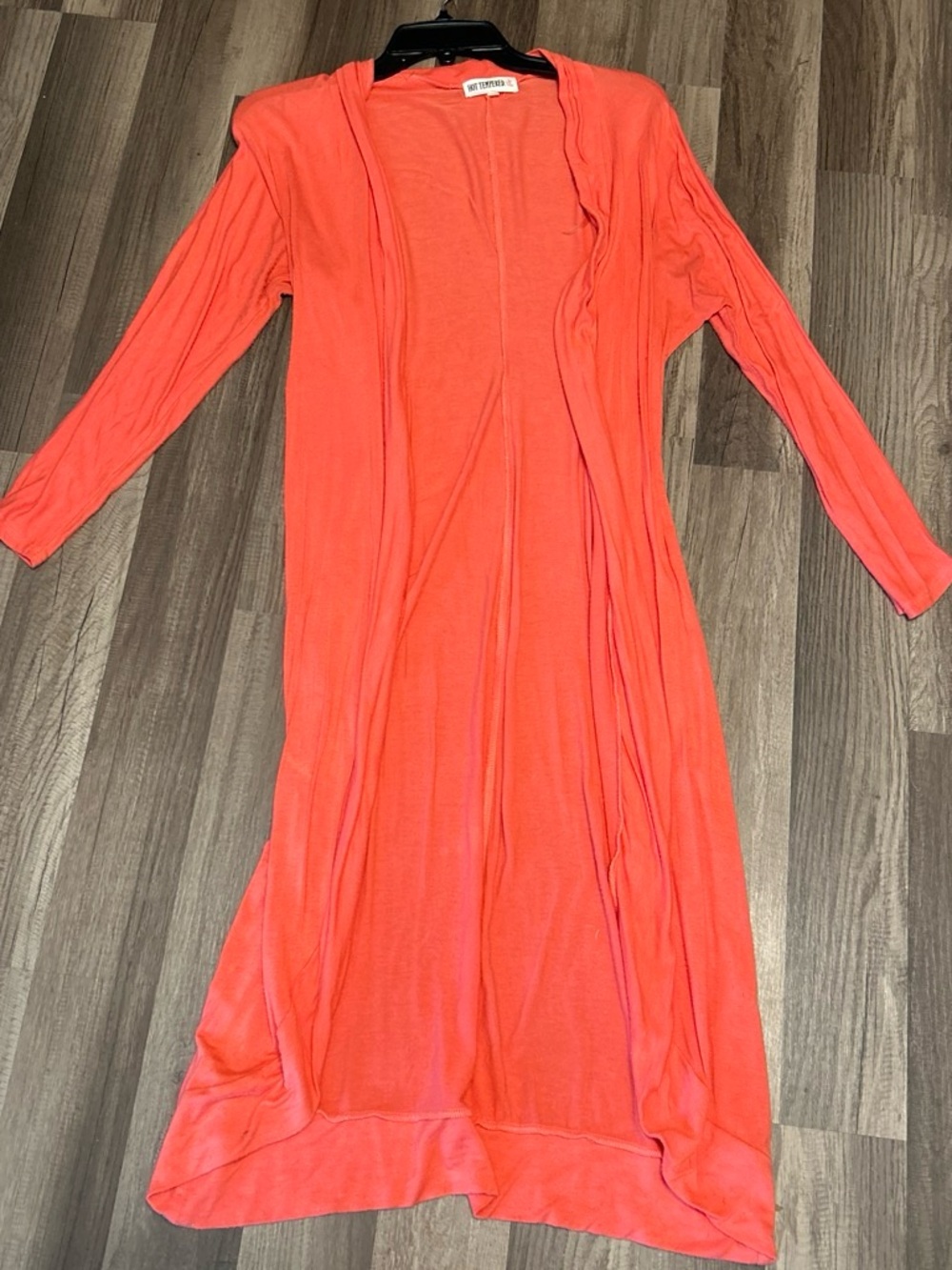 Open-Front Longline Cardigan in Coral